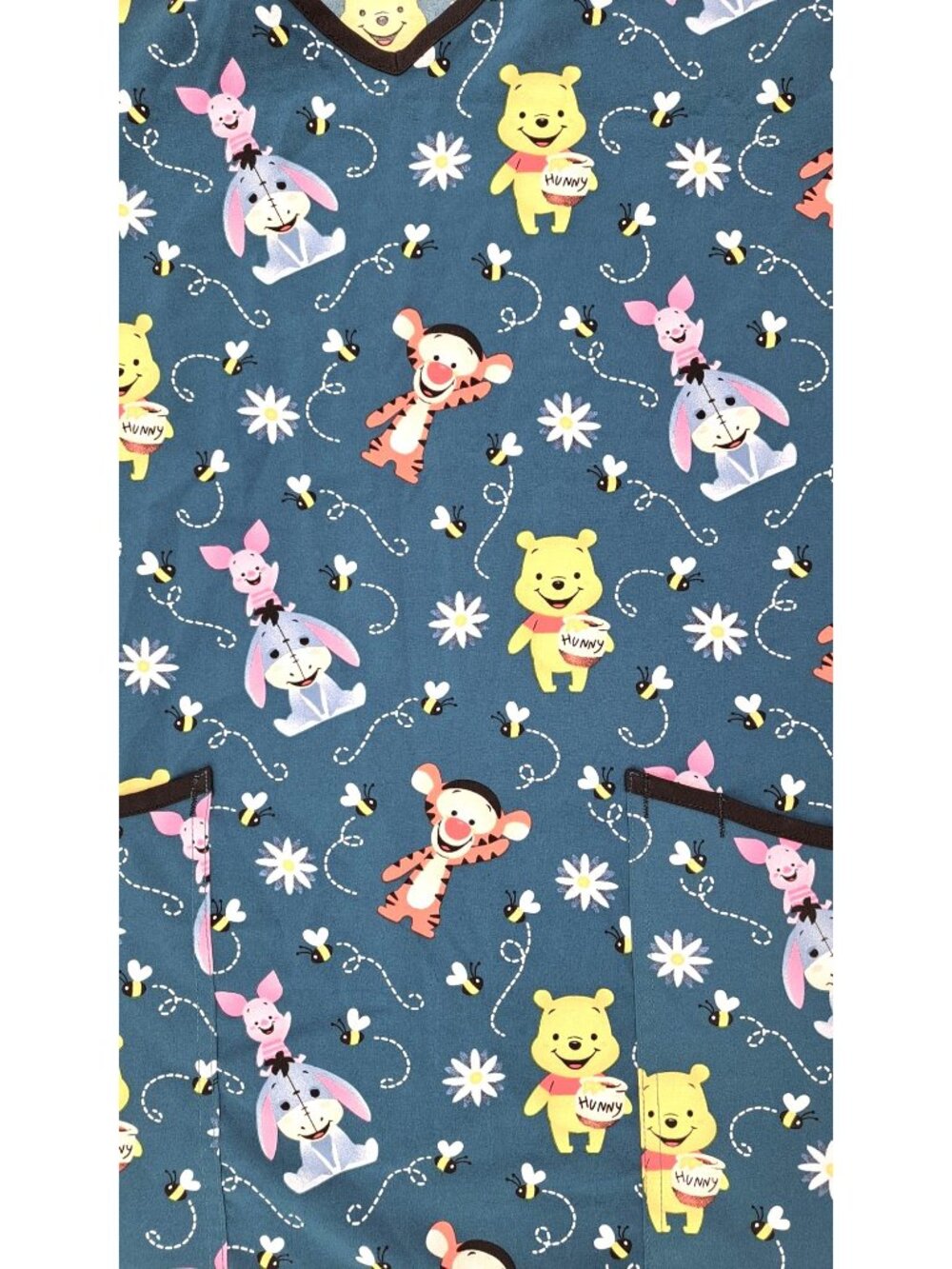Disney Winnie The Pooh Scrub Top Tigger Eeyore V-Neck Short Sleeve Women Medium - Picture 5 of 10